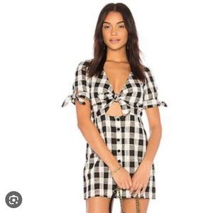 Bec&Bridge black and white gingham tie up dress